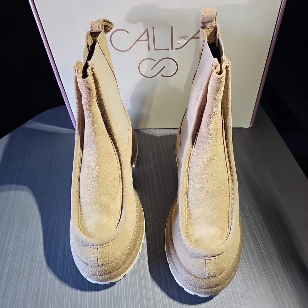 CALIA Women's Samie Moc Toe Pull‎ On Leather Boots Tan Size 9 CA23WMT01-IVY - Picture 2 of 12
